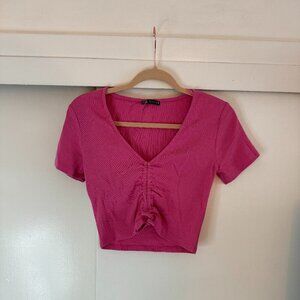 Zara Pink Ruched Tie Crop Top *Excellent Condition*